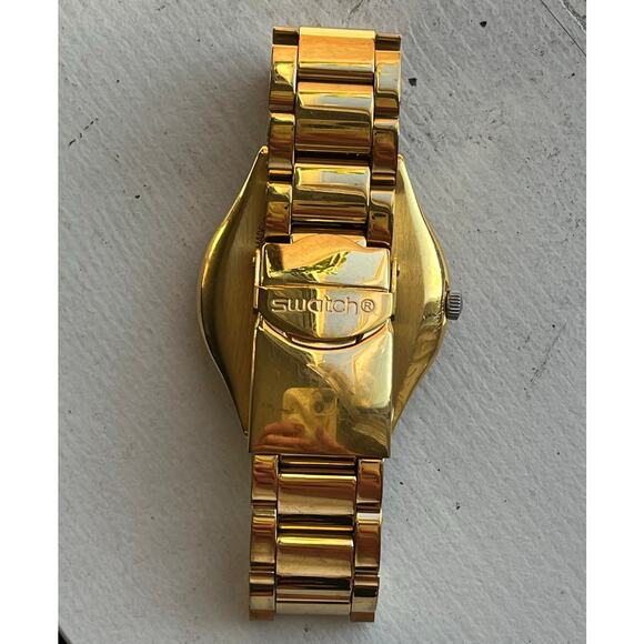 Swatch Irony Yellow Medal YGG706G Quartz Watch 37mm Gold-Tone Day-Date $280 - Picture 10 of 12